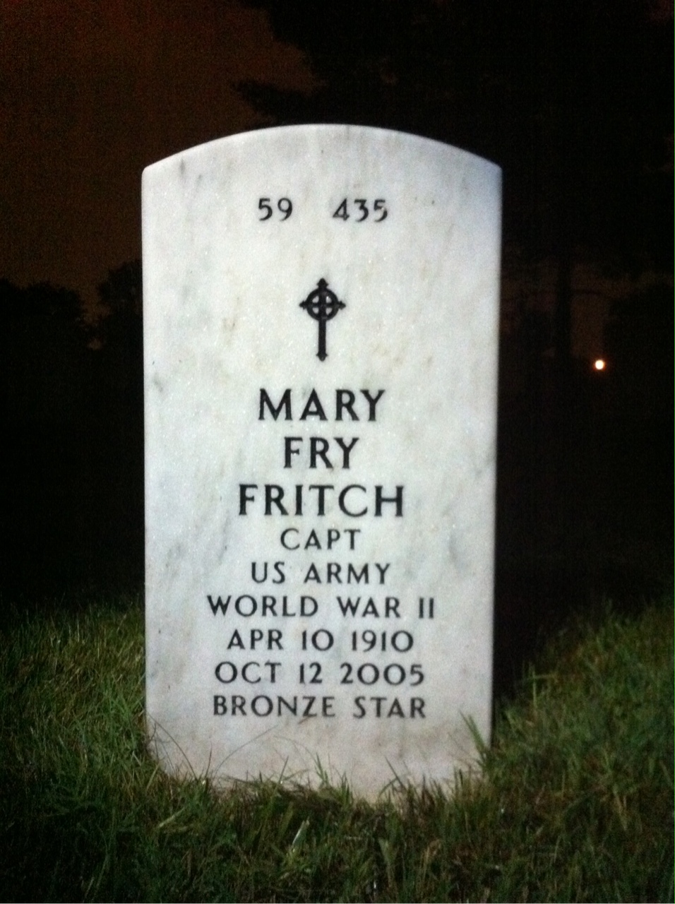 Back of headstone — Donald Fritch