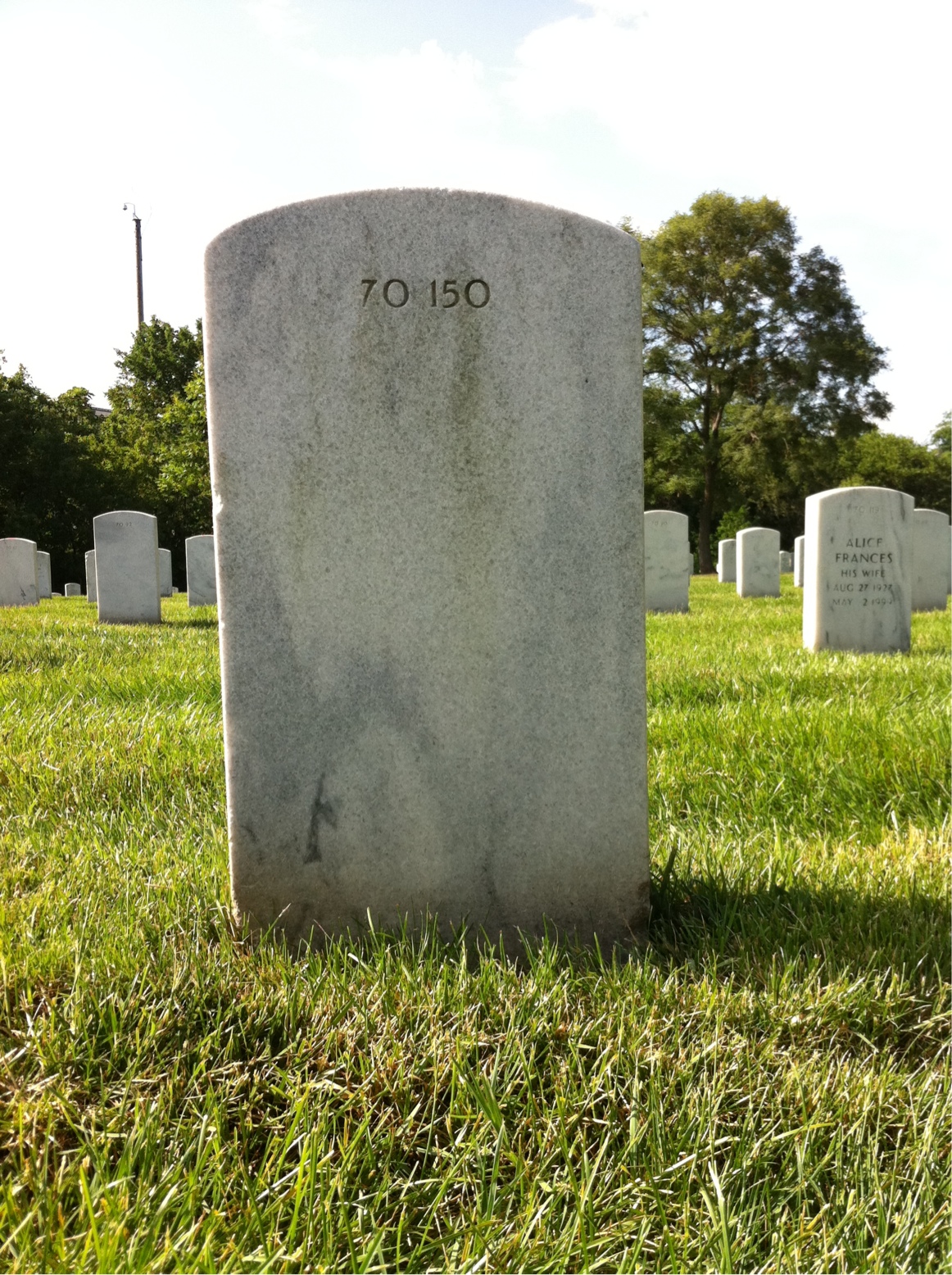 Back of headstone — Gregory Bailey