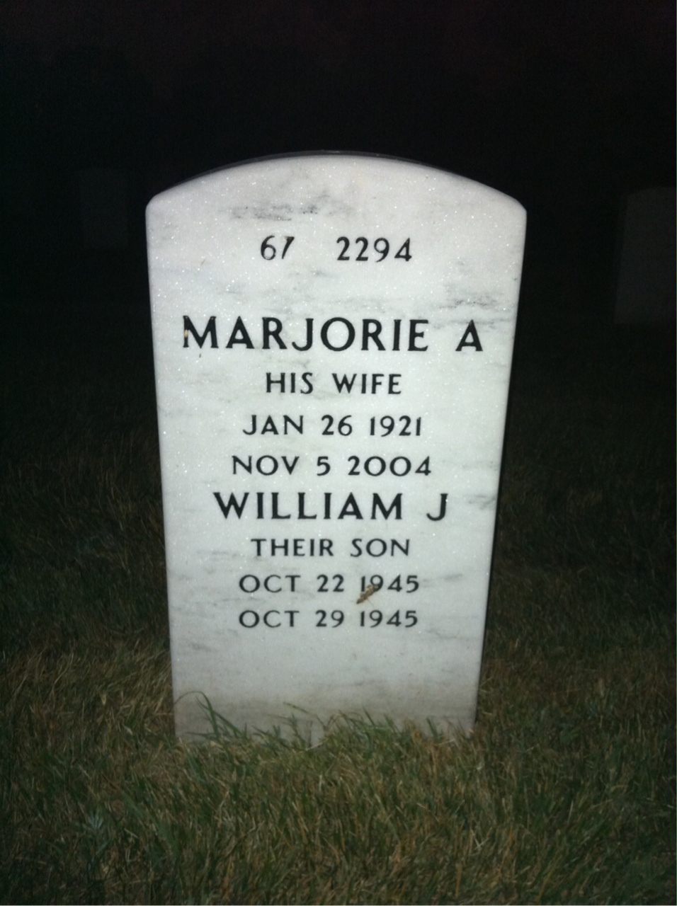 Back of headstone — James Stanfield