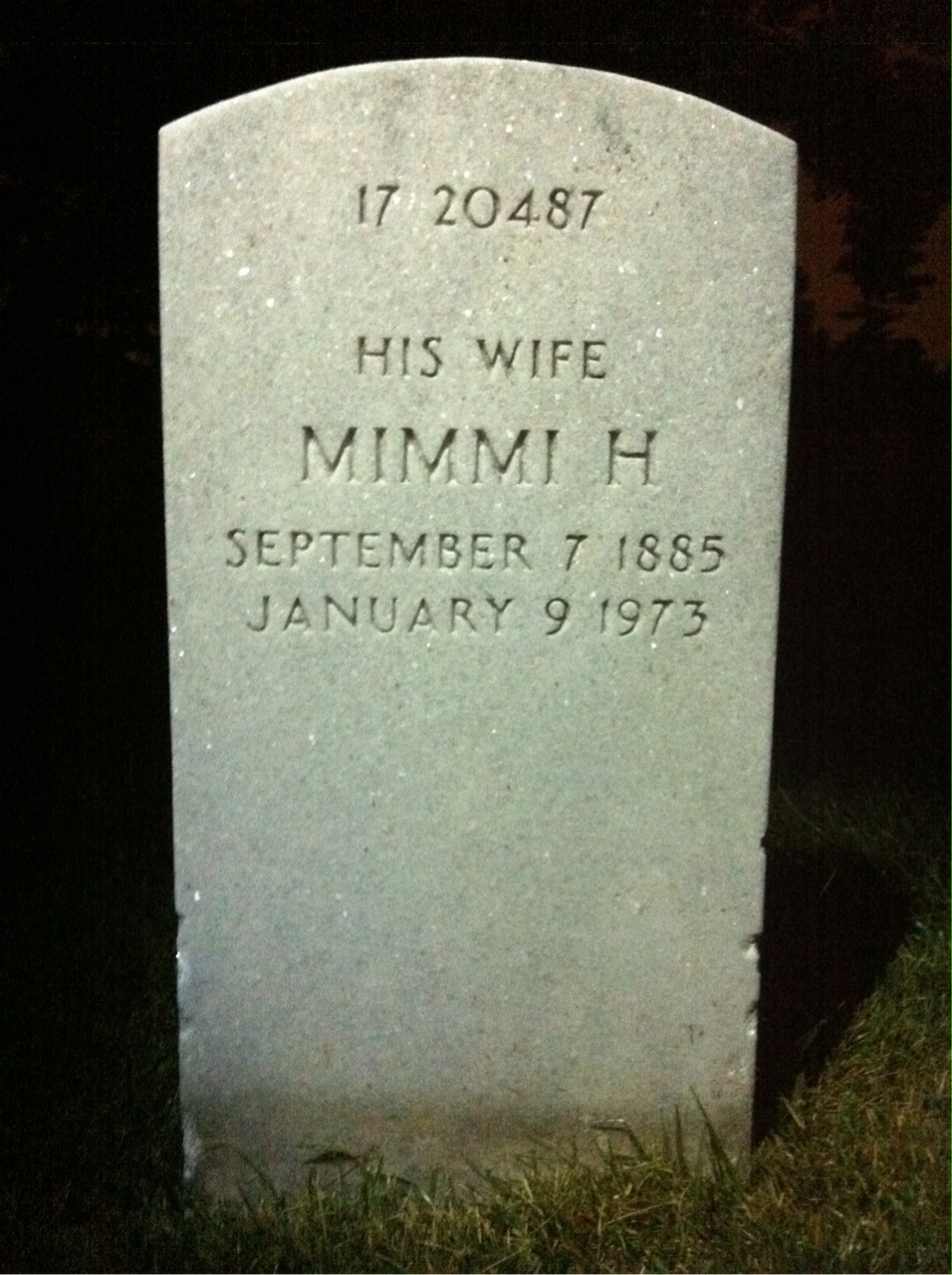 Back of headstone — Arthur Adamson