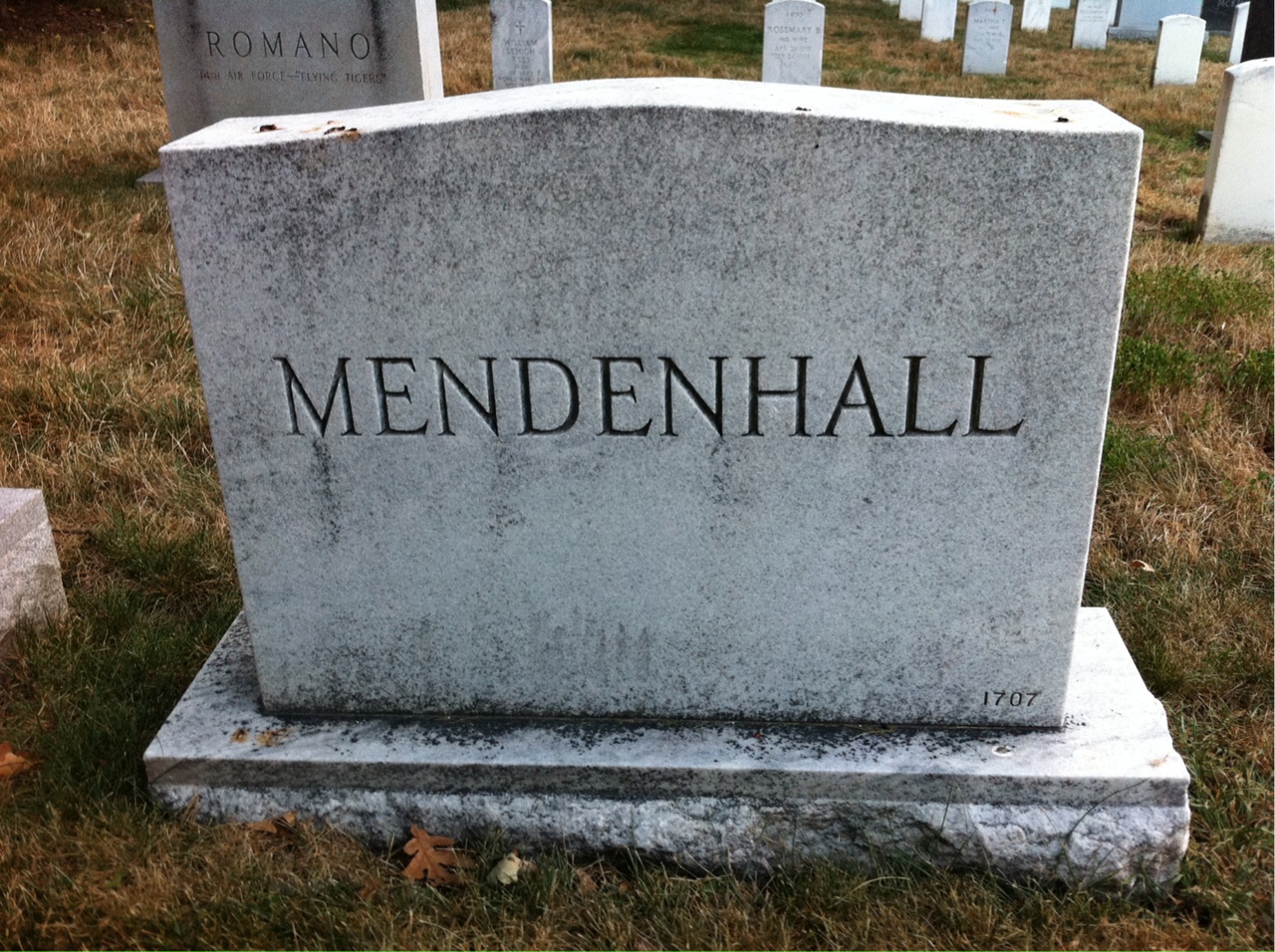 Back of headstone — James Mendenhall