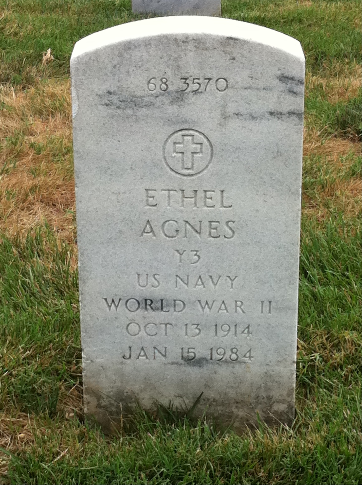 Back of headstone — Ethel Moffett