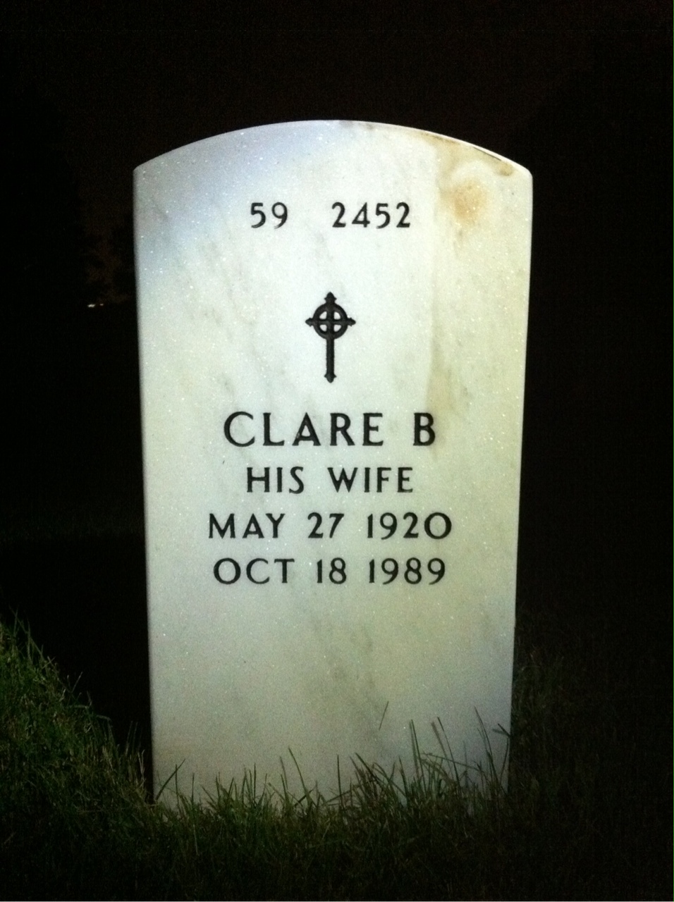 Back of headstone — George Kelley