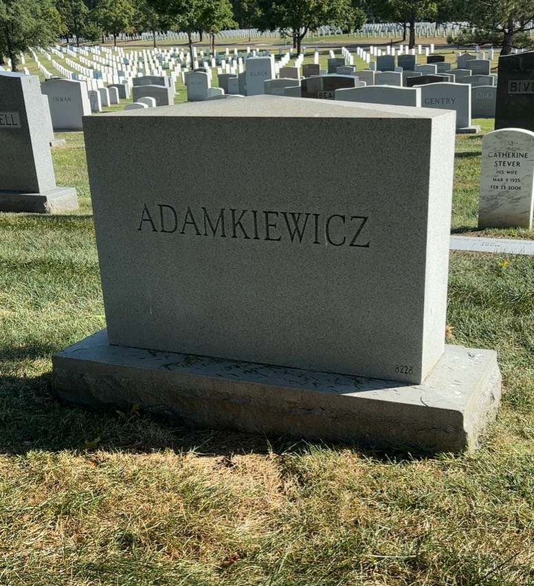 Back of headstone — Ladislaus Adamkiewicz