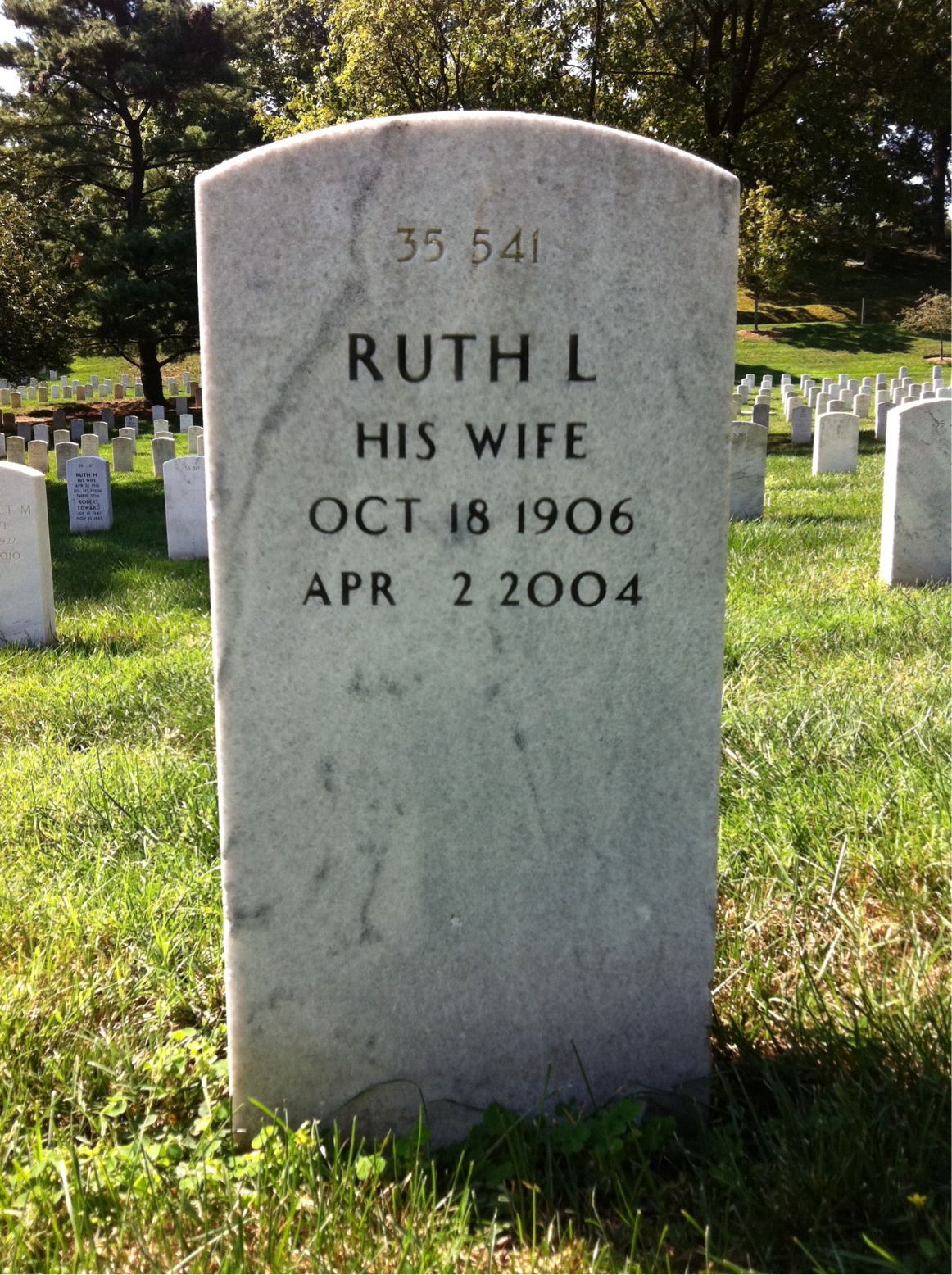 Back of headstone — George Hanford