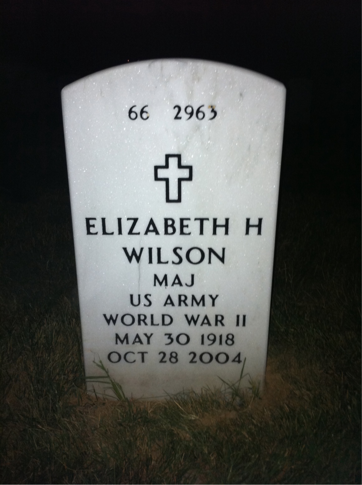 Back of headstone — Elizabeth Wilson