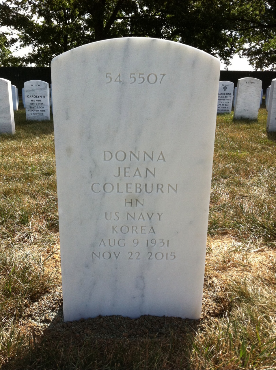 Back of headstone — Lloyd Coleburn