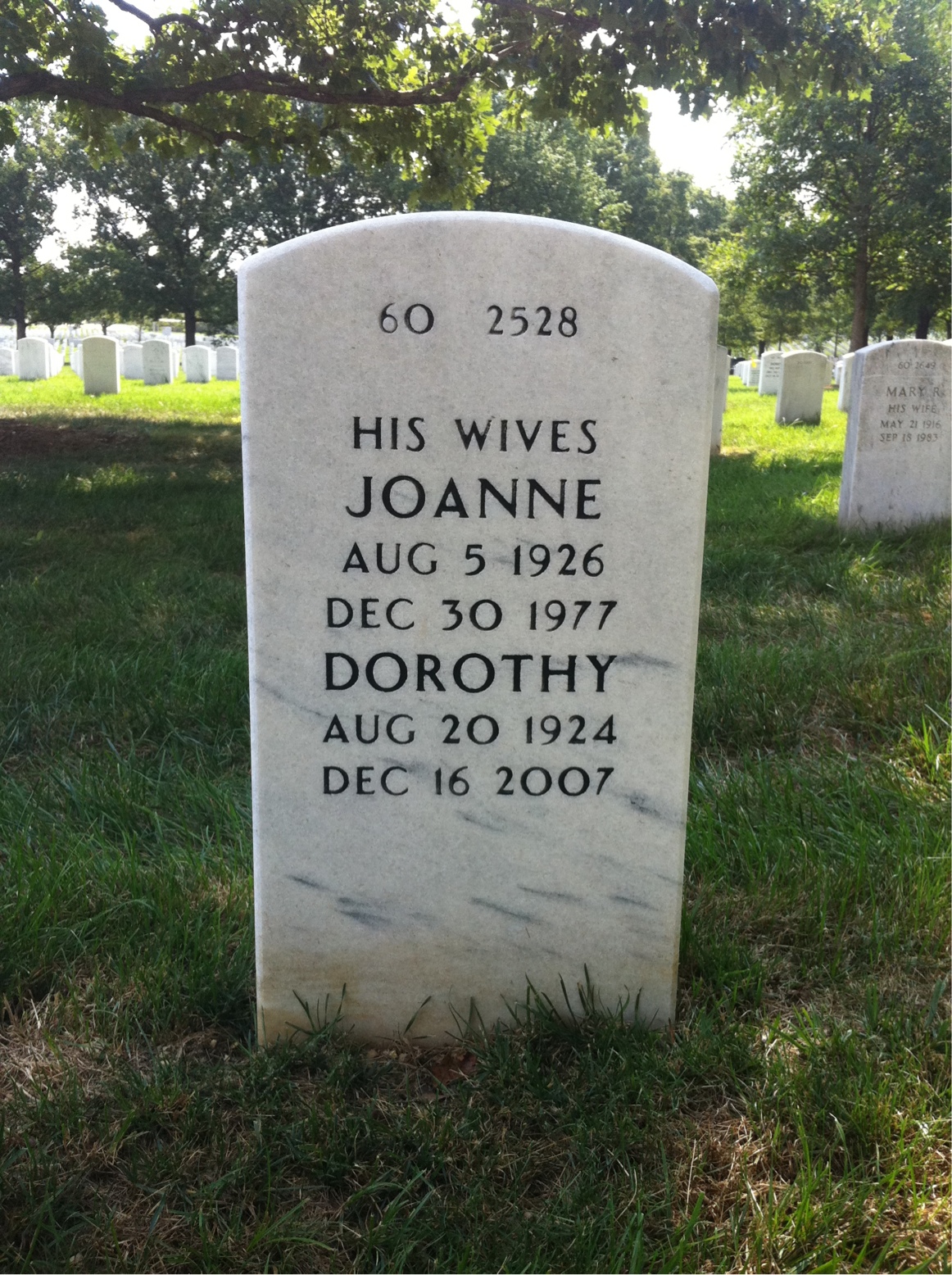 Back of headstone — Marvin Ross