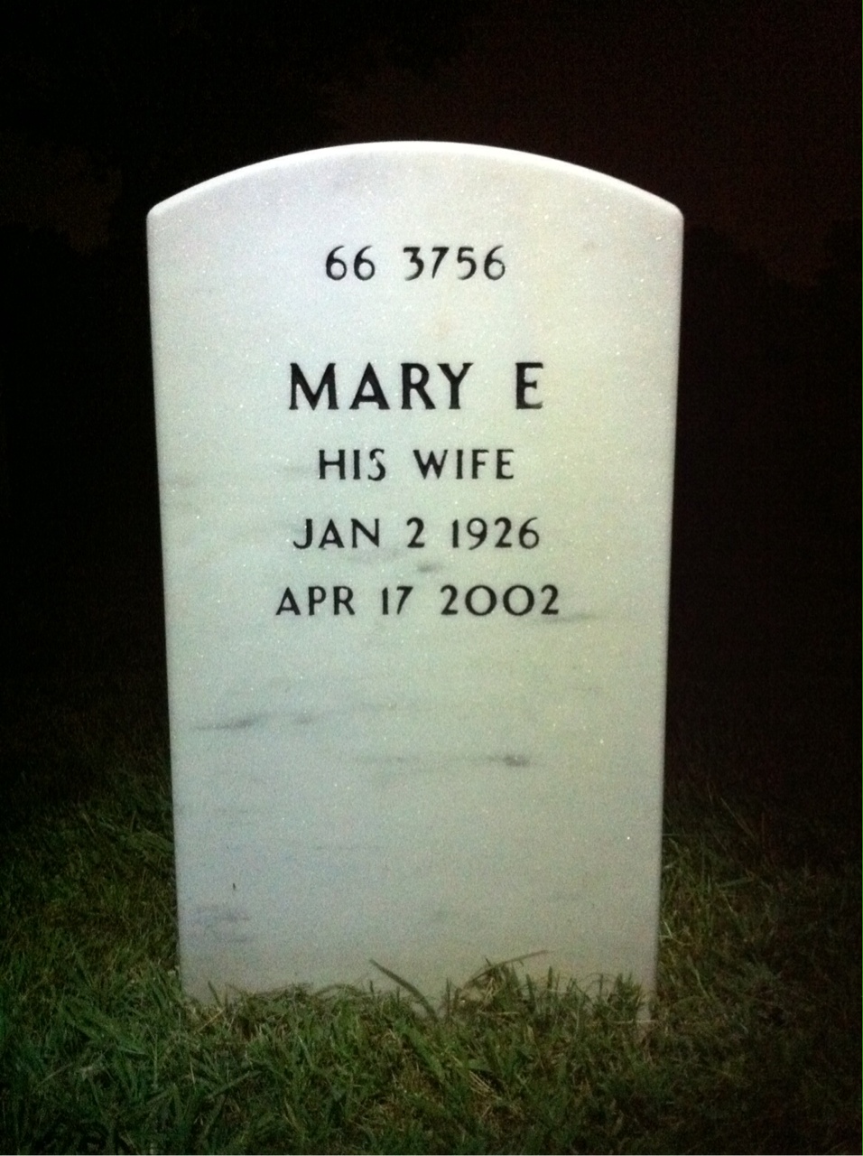 Back of headstone — Donald Garver