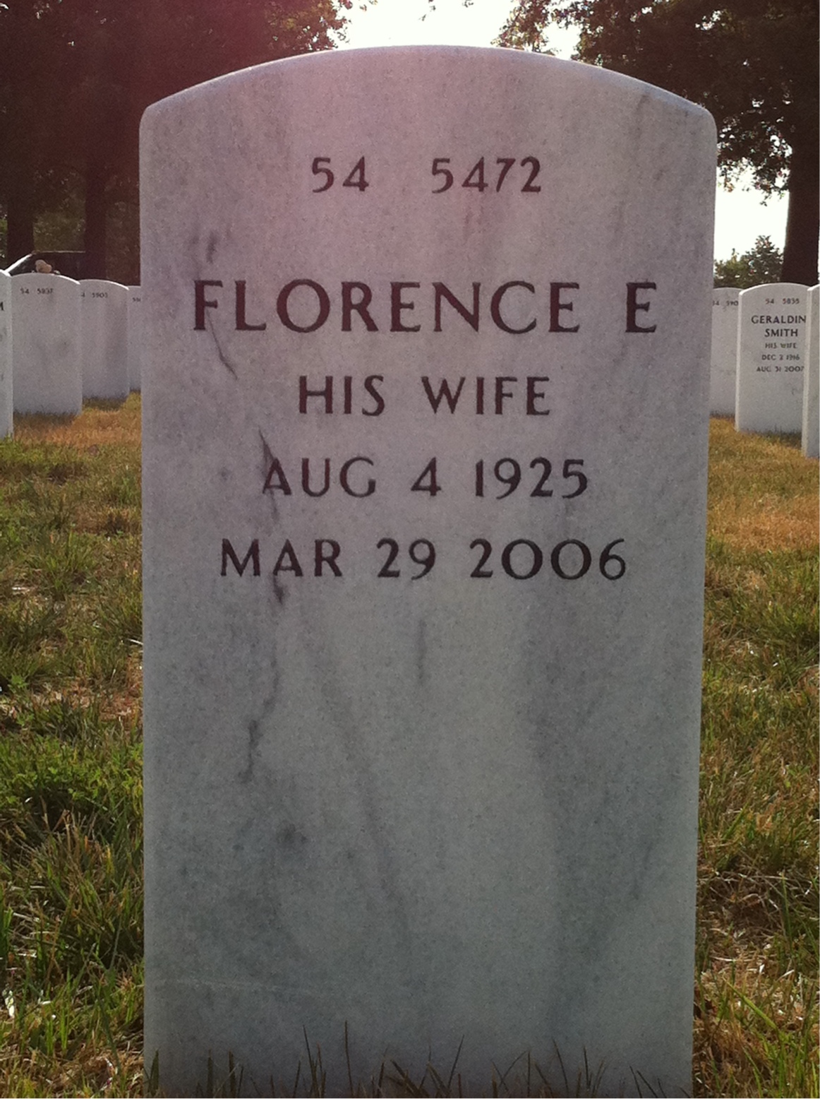 Back of headstone — Anthony Alexander