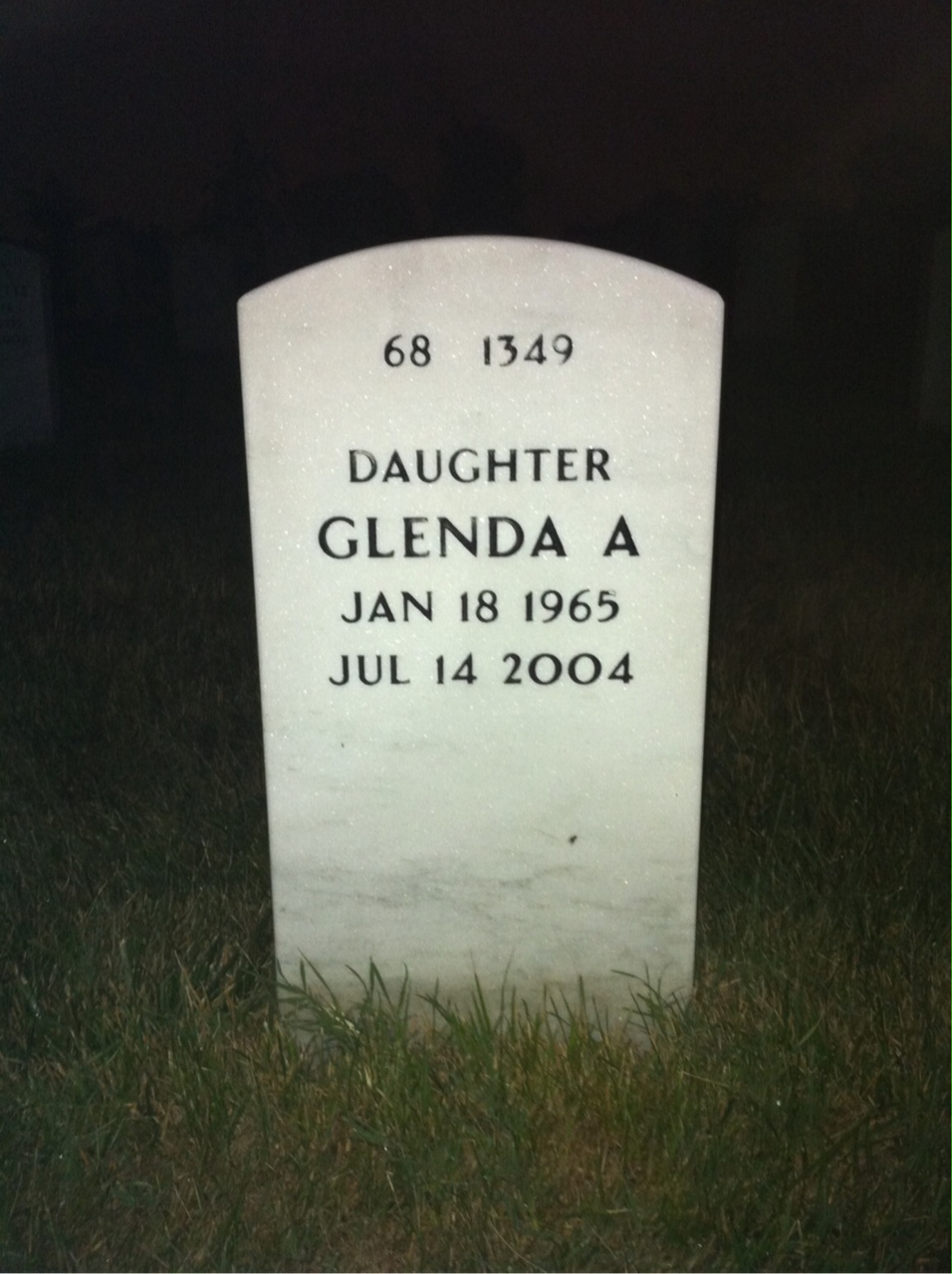 Back of headstone — Glenn Sandlin