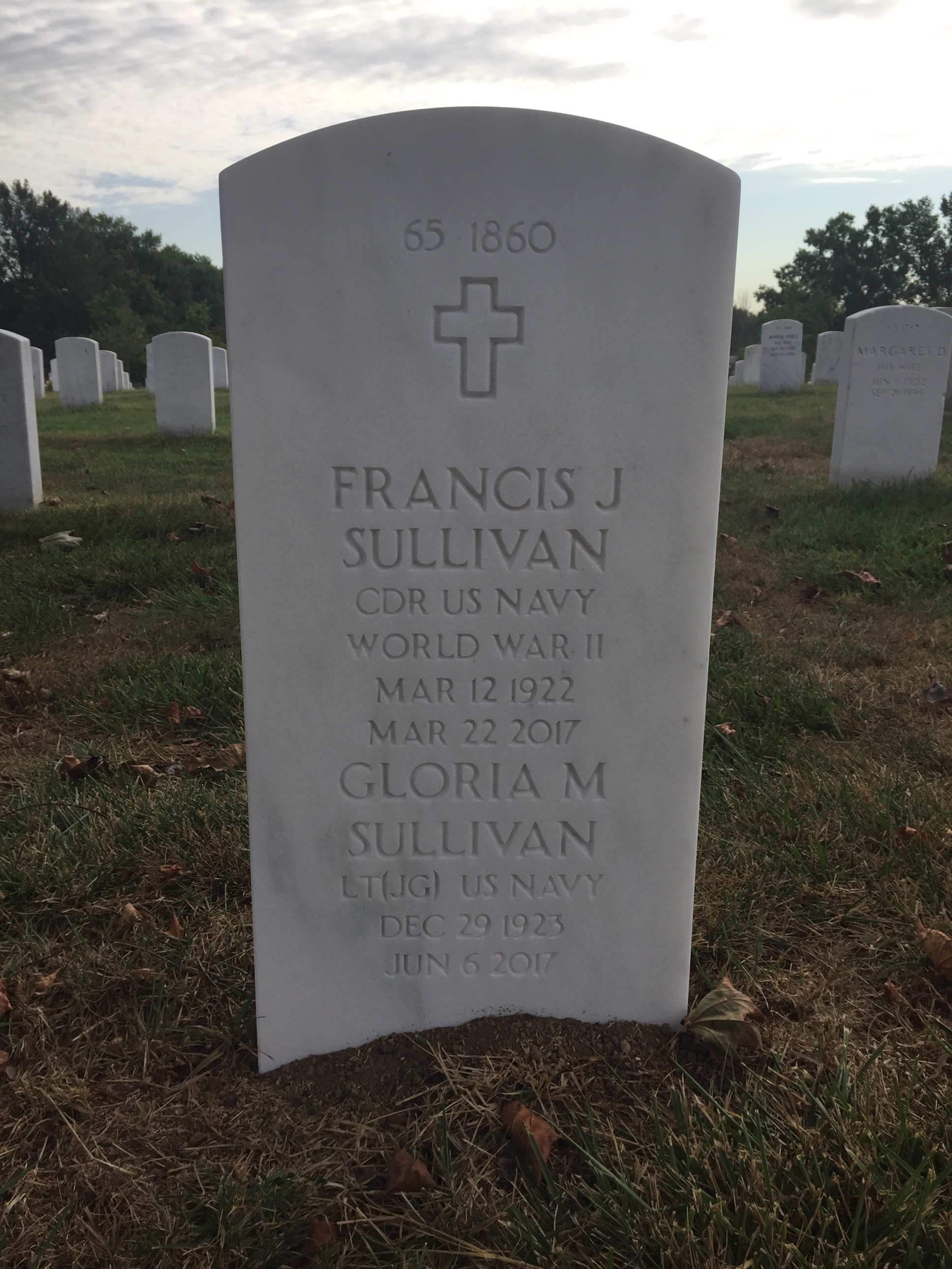 Back of headstone — William John Sullivan