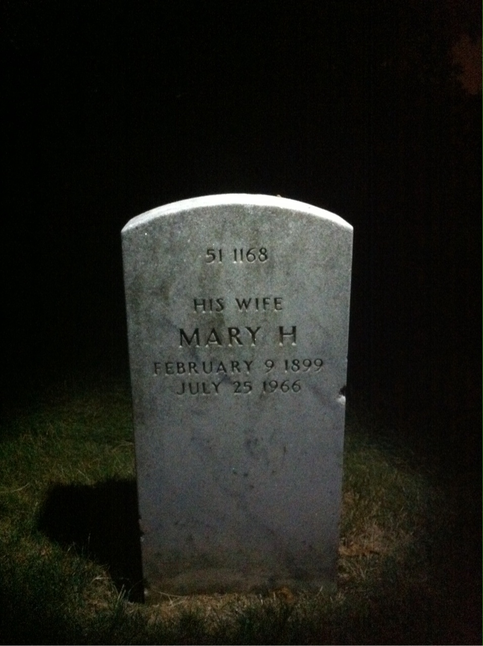 Back of headstone — Mary Anderson