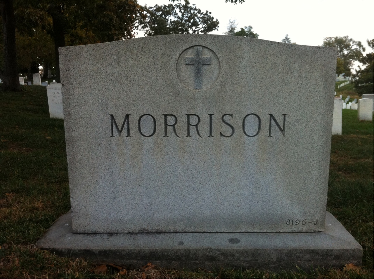 Back of headstone — Clyde Morrison