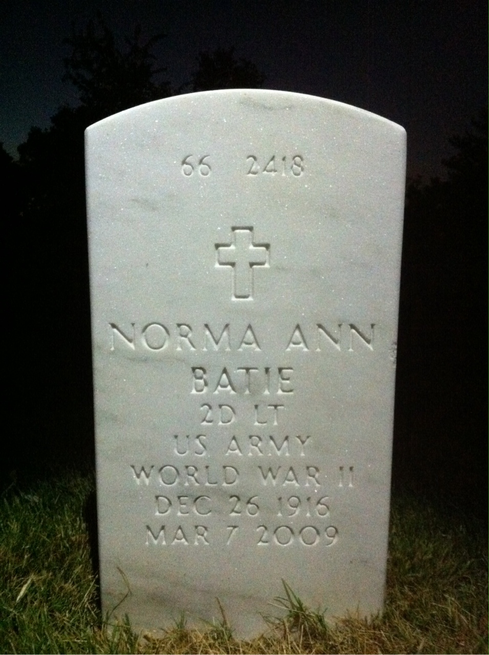 Back of headstone — John Batie
