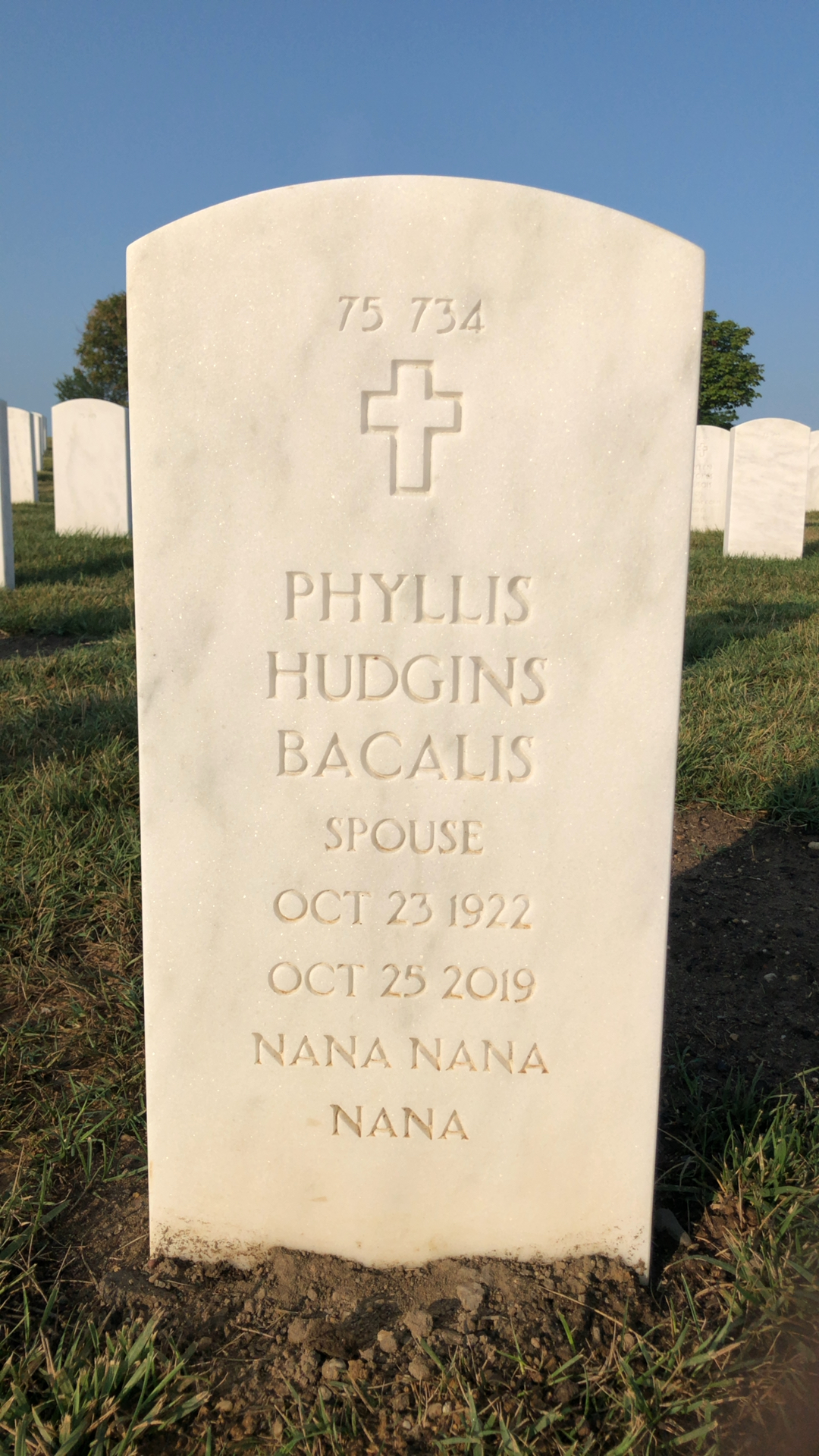 Back of headstone — Paul Bacalis
