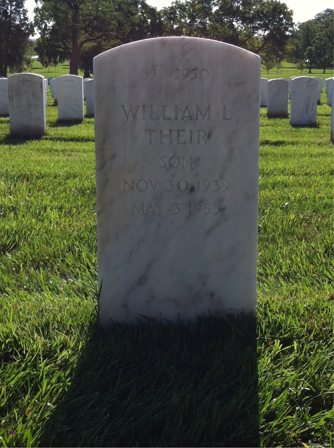 Back of headstone — William Thomas Rhodes