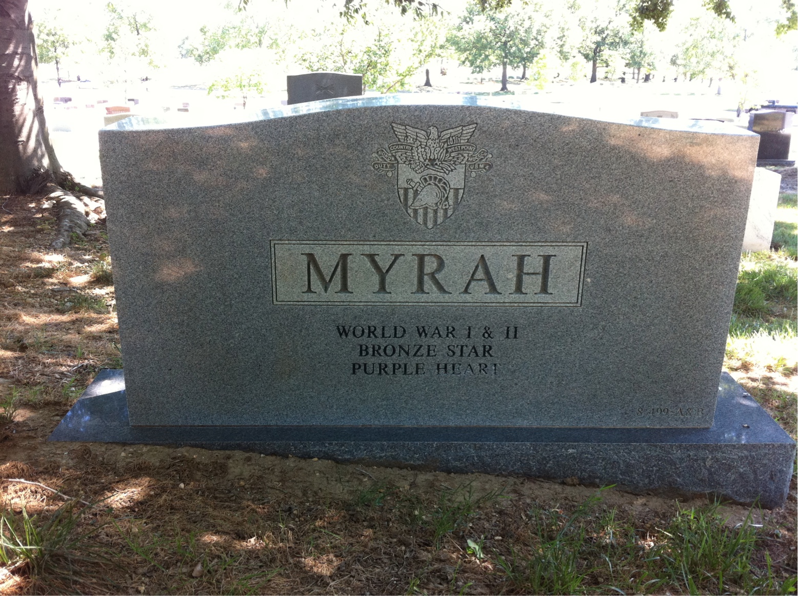 Back of headstone — Halvor Myrah