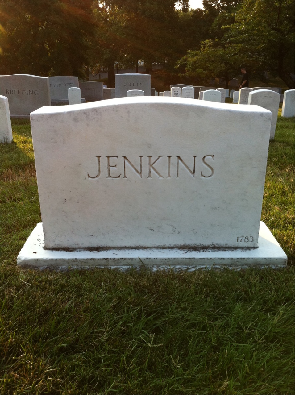 Back of headstone — John Jenkins