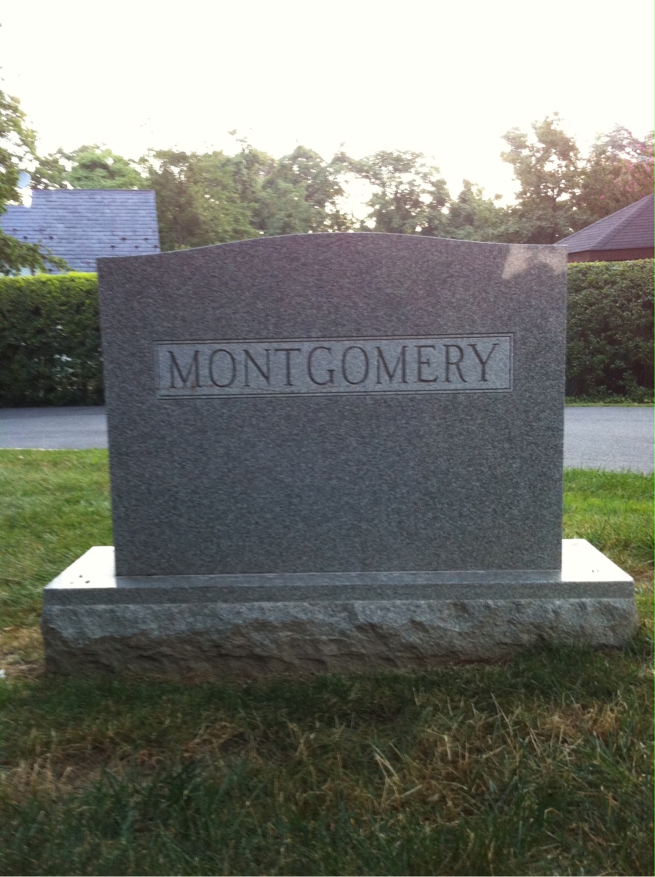 Back of headstone — Austin Montgomery