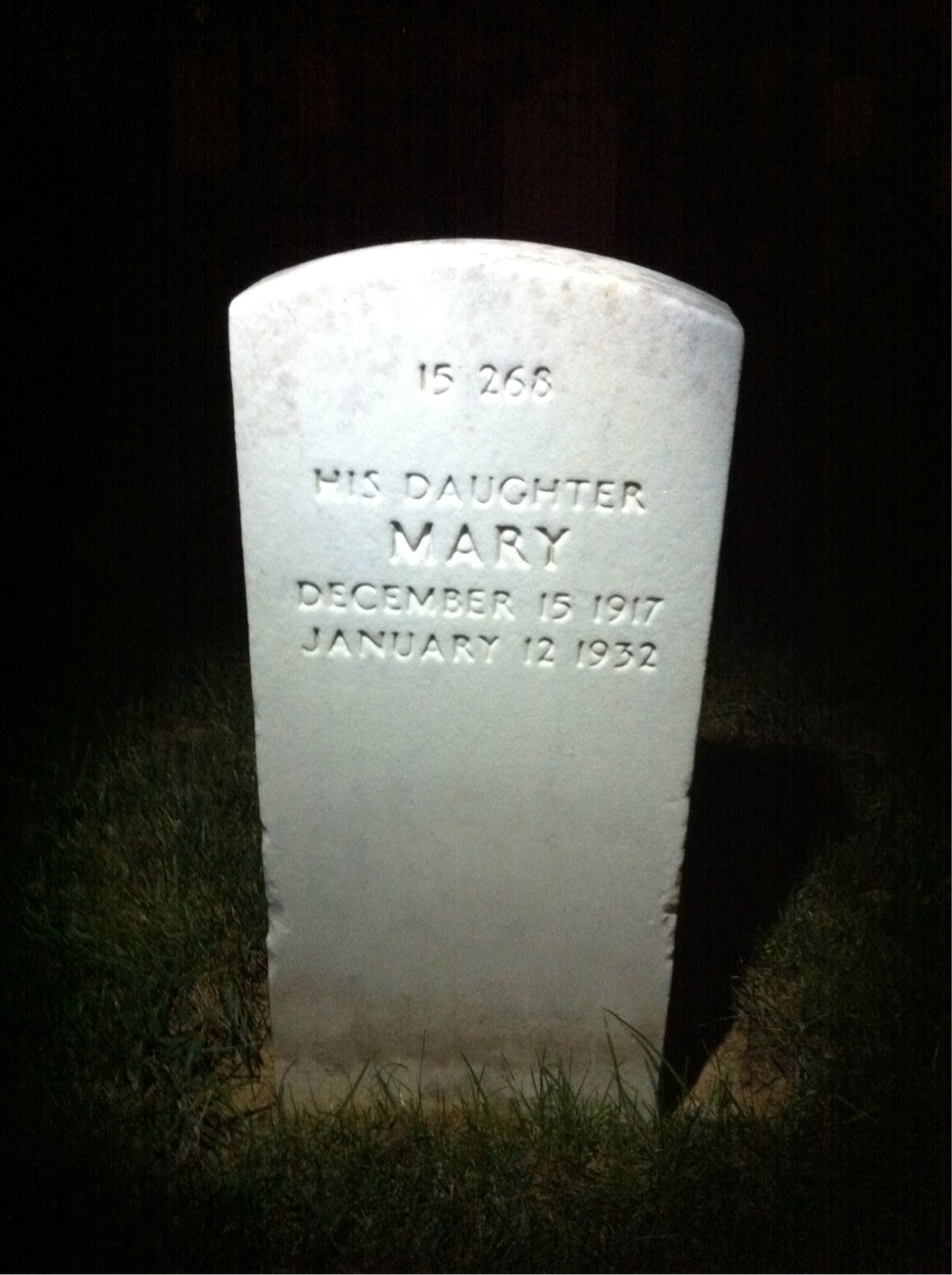 Back of headstone — Mary Moore