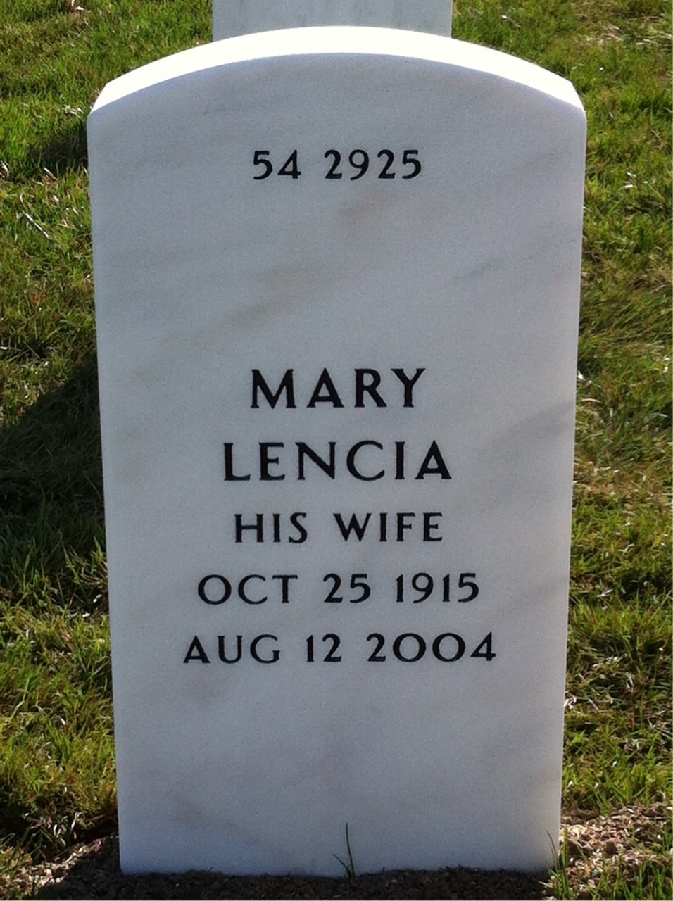 Back of headstone — Francis Dennett