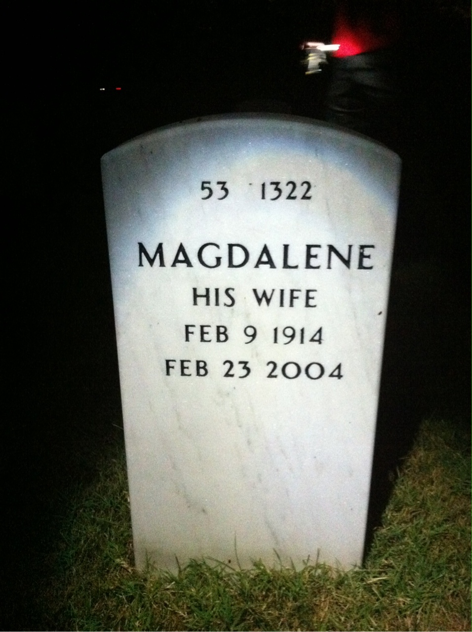 Back of headstone — John Beles