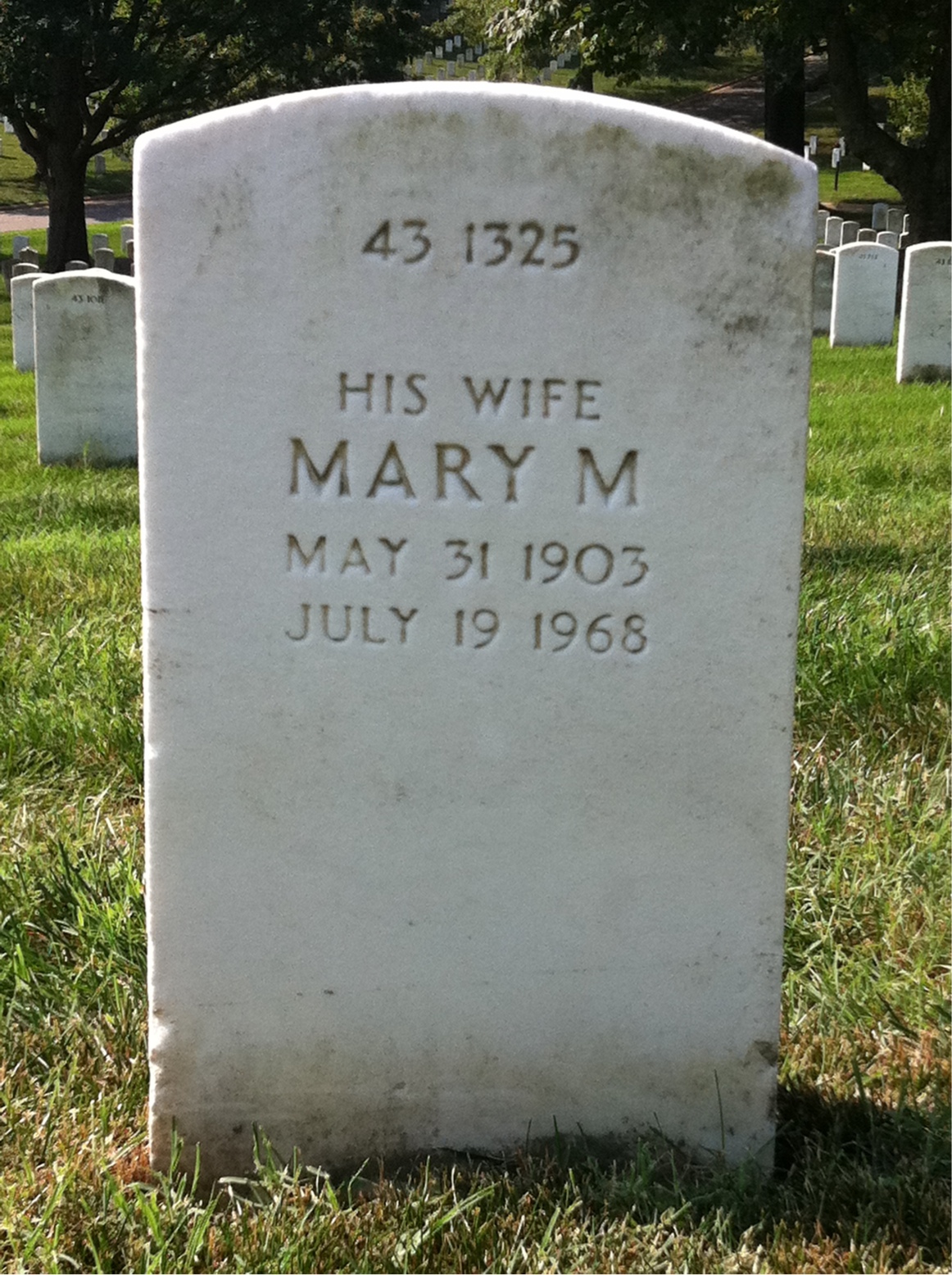 Back of headstone — Mary Mosier