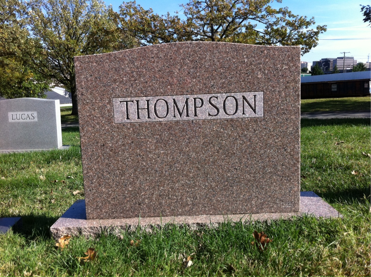 Back of headstone — Olen Thompson