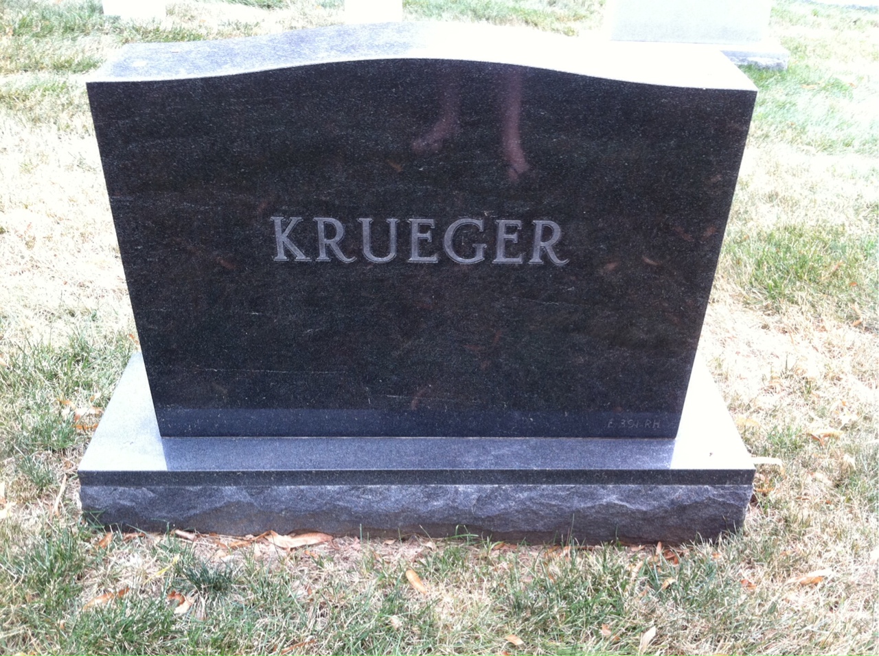 Back of headstone — Eugene Krueger