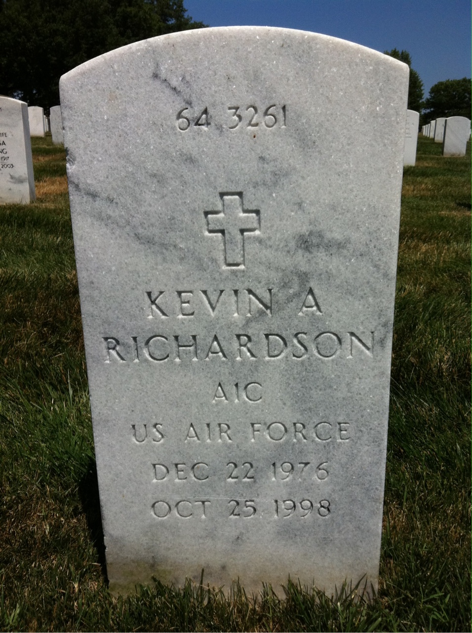 Back of headstone — Mark Kemp Richardson
