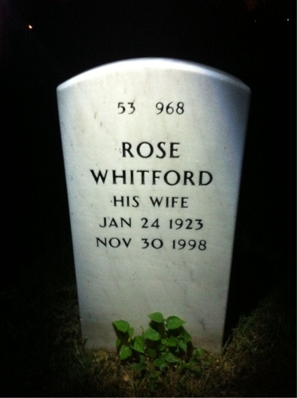 Back of headstone — Joseph Rose