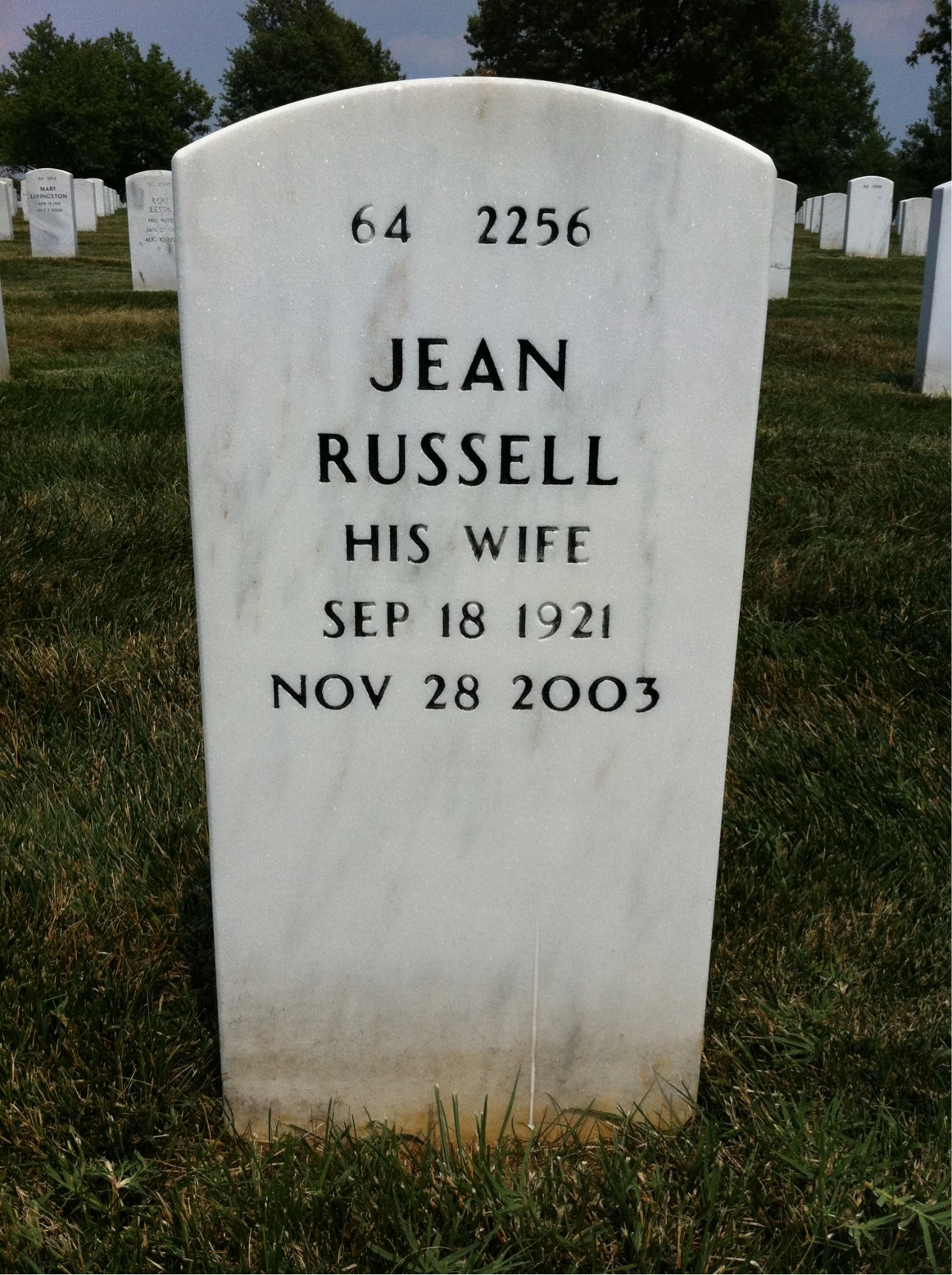 Back of headstone — John Wall