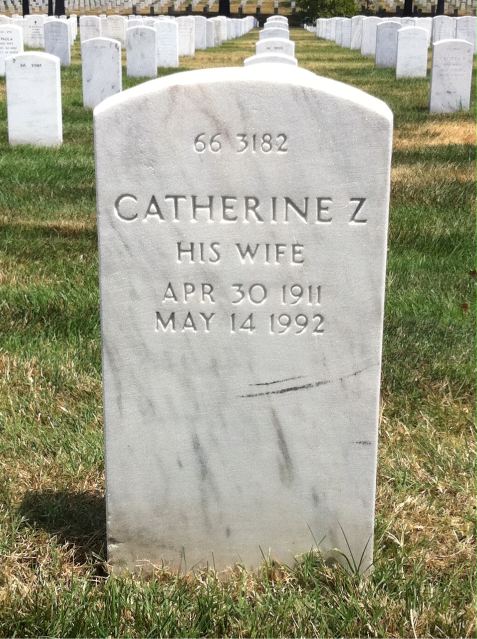 Back of headstone — Catherine Brennan