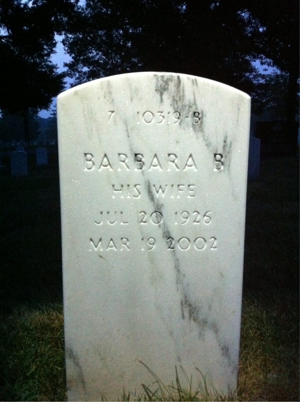 Back of headstone — Lowell Pilcher