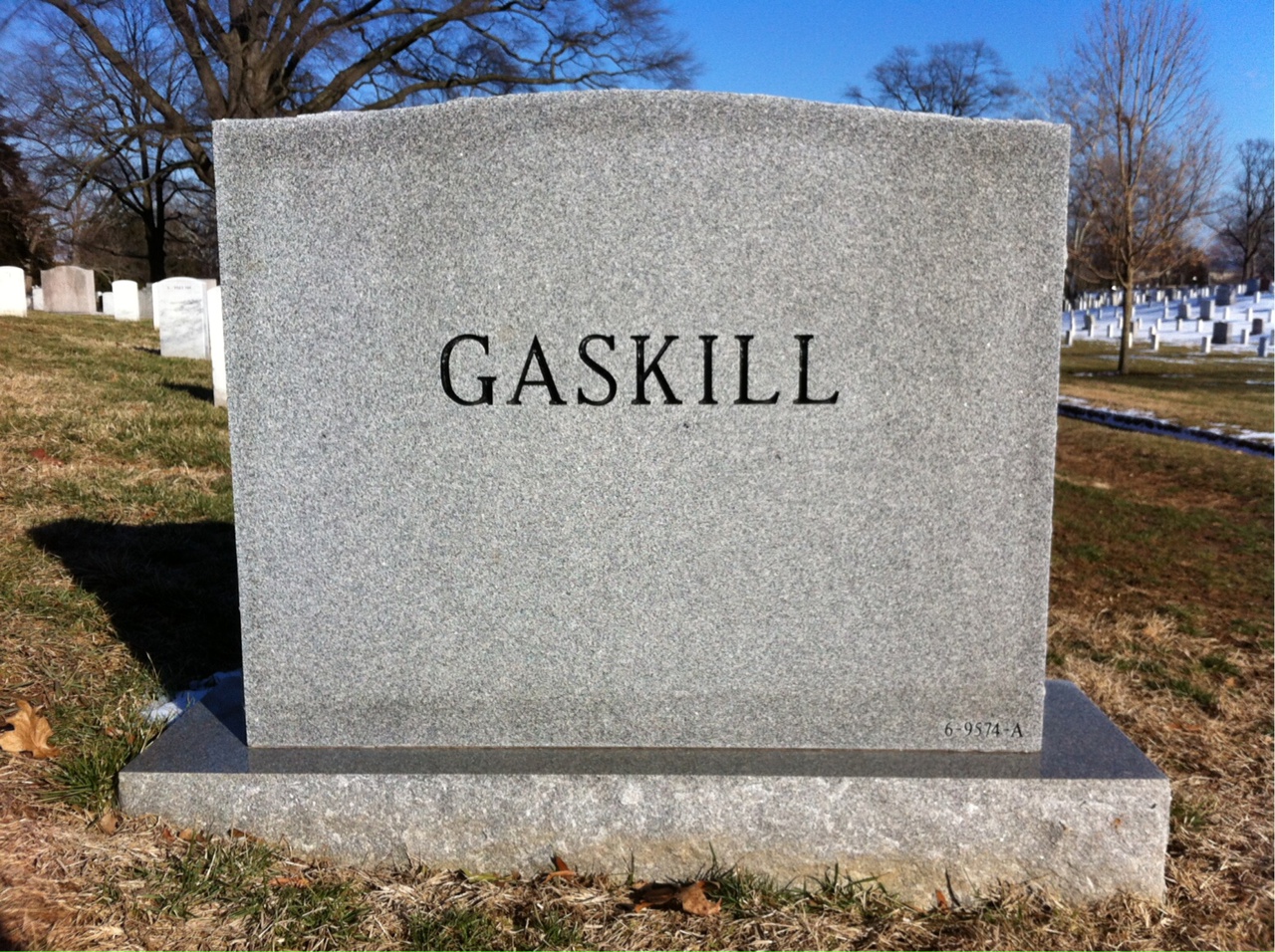 Back of headstone — Robert Gaskill