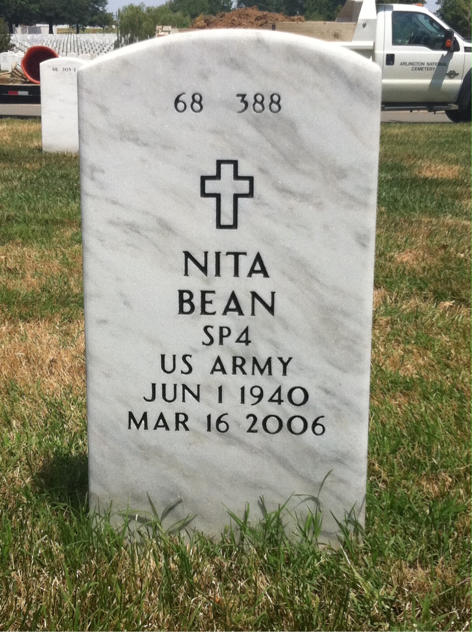 Back of headstone — Francis Bean