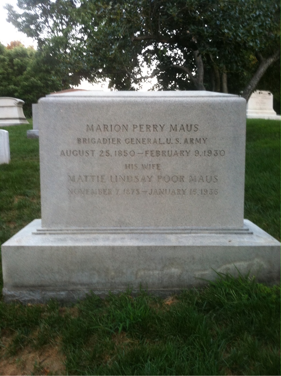 Headstone of Marion P. Maus