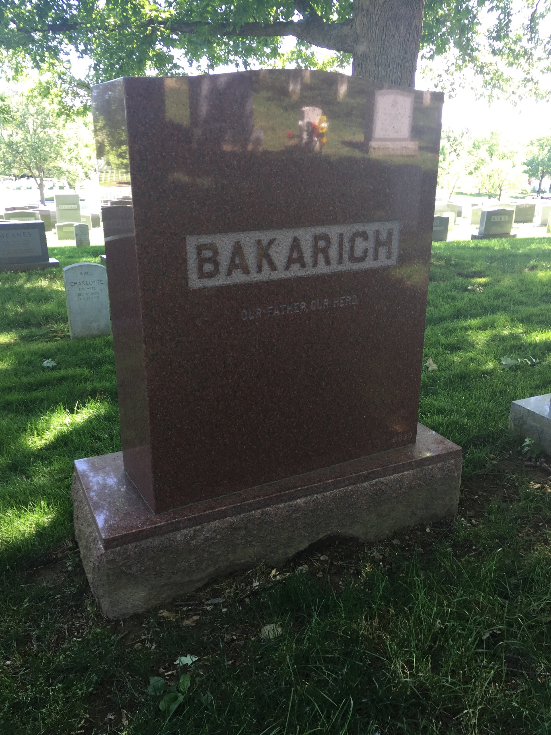 Back of headstone — Michael Bakarich