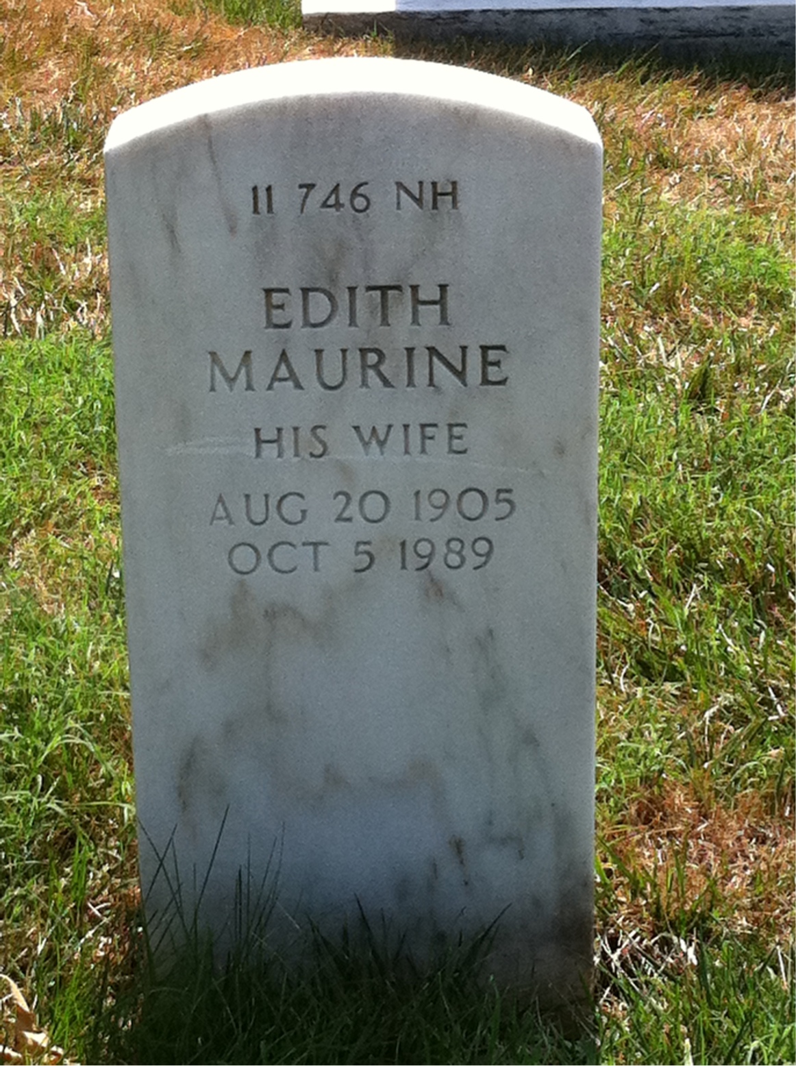 Back of headstone — Edith Abernathy