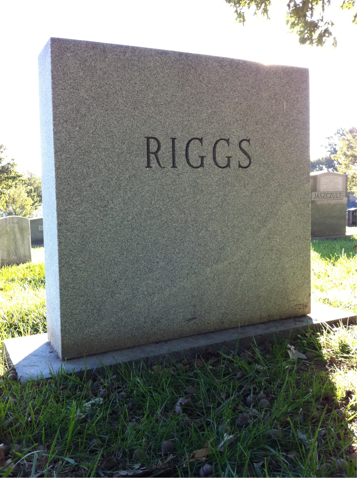 Back of headstone — Ralph Riggs