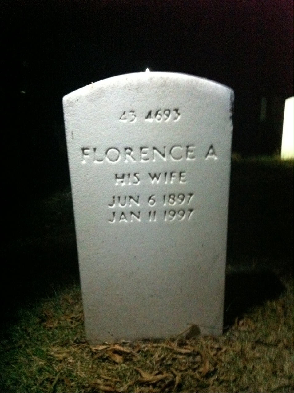 Back of headstone — Florence Conroy