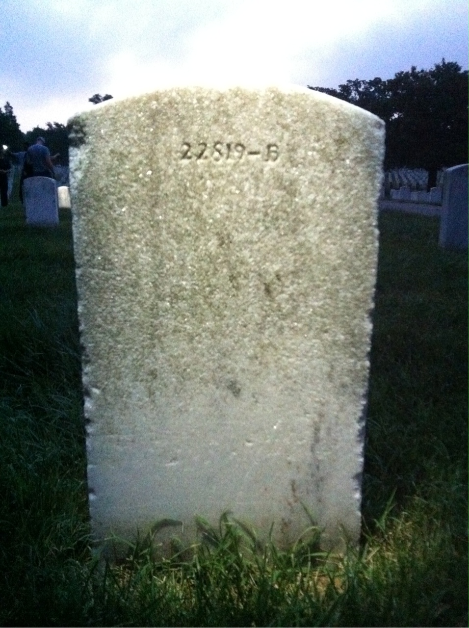 Back of headstone — Hubert Corley