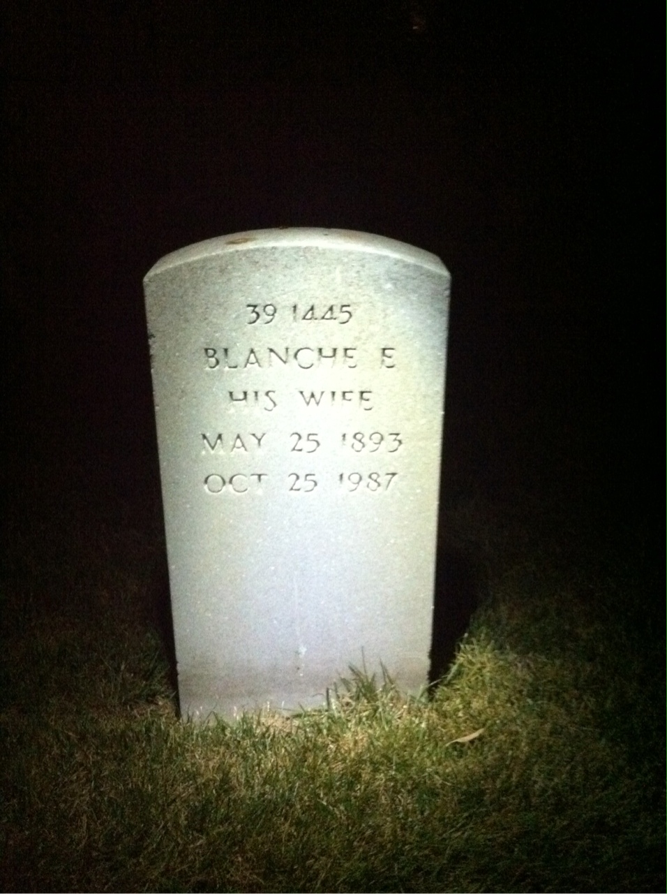 Back of headstone — Blanche Cunningham