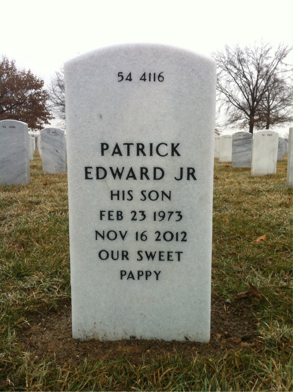 Back of headstone — Patrick Martin