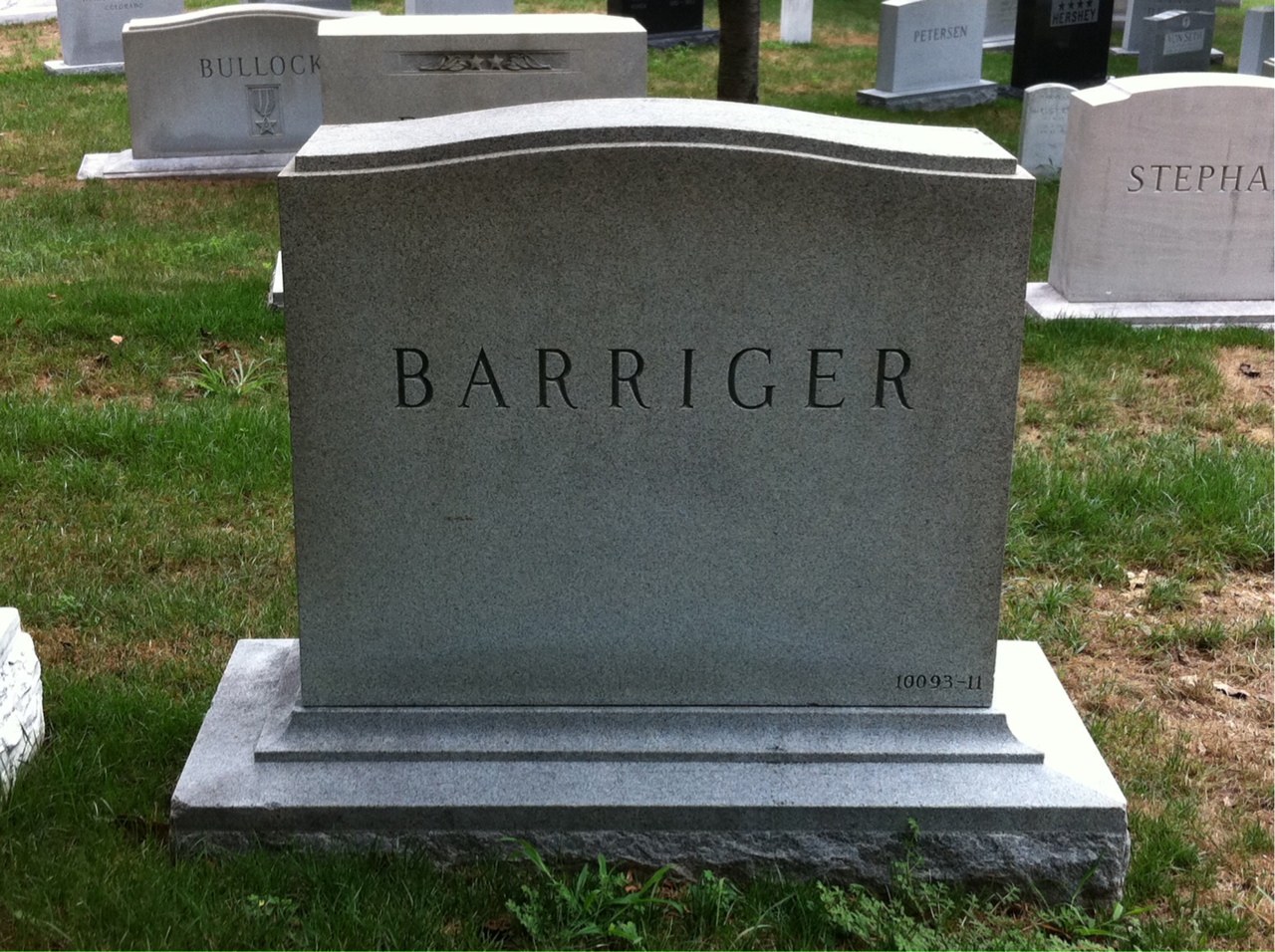 Back of headstone — William Lillard Barriger