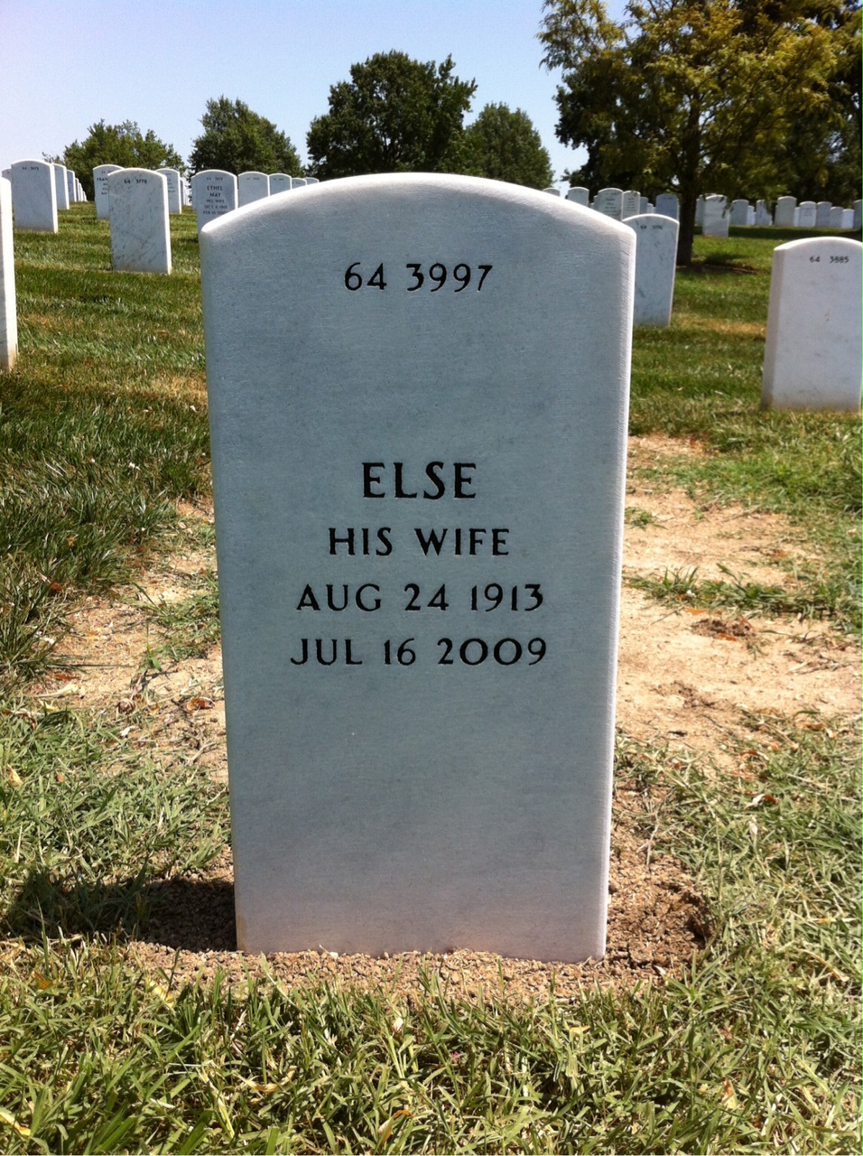 Back of headstone — Ernest Fisher
