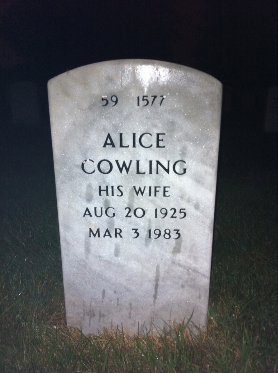 Back of headstone — John Wells