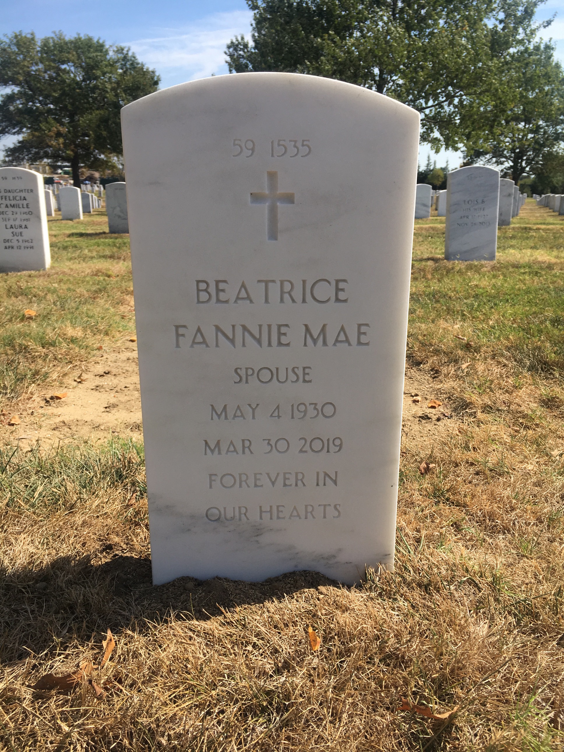 Back of headstone — Fred Allen