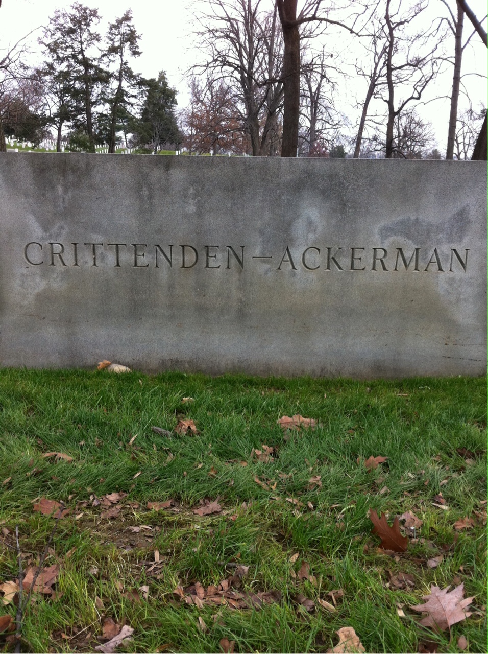 Back of headstone — Thomas Crittenden